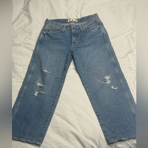 AMO Light Blue High-Rise Distressed Denim Jeans